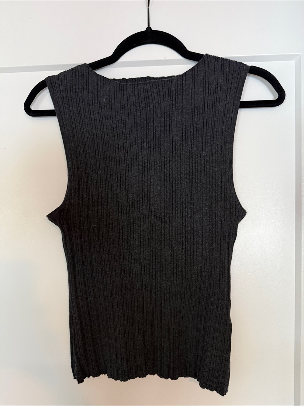 Quince Ribbed Tank Charcoal Black
